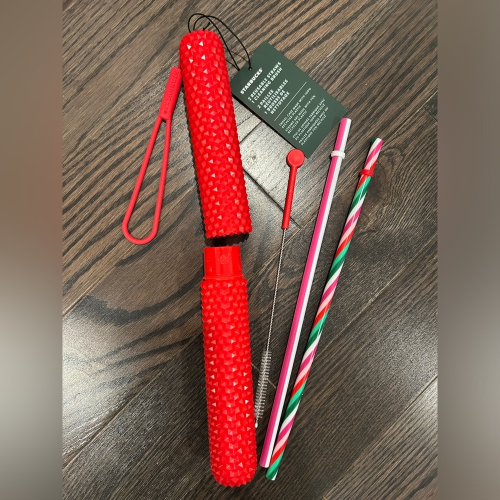 Starbucks reusable straw travel case NWT
